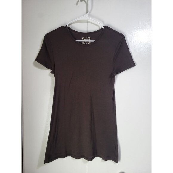 Old Navy Tops - Old Navy Women's L Brown Short Sleeve Long Length T Shirt Y2k Skater Style